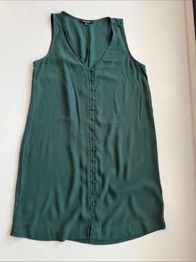 Madewell Forest Green Sleeveless Button-Front V-Neck Tunic